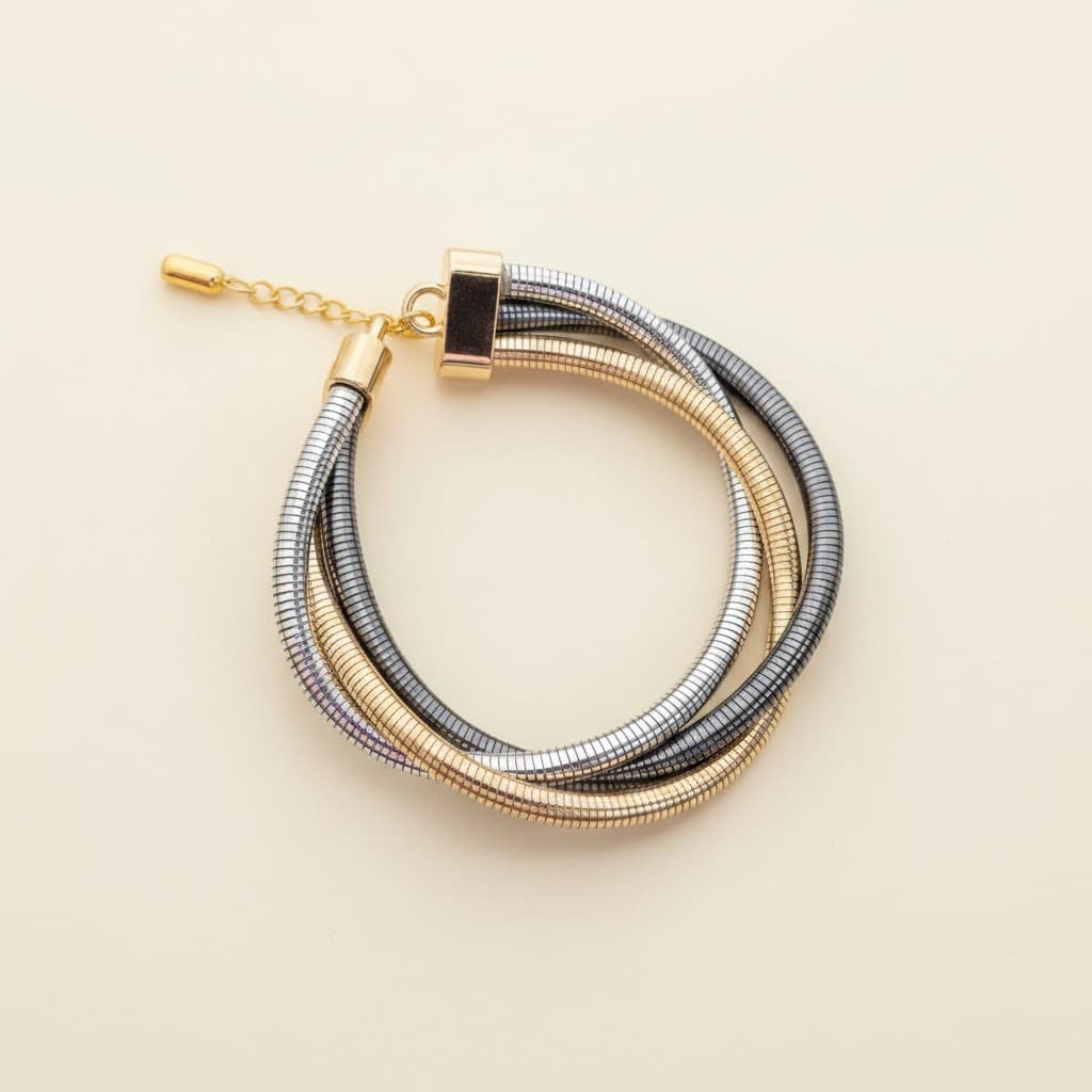Triple Tone Orbit Coil Bracelet