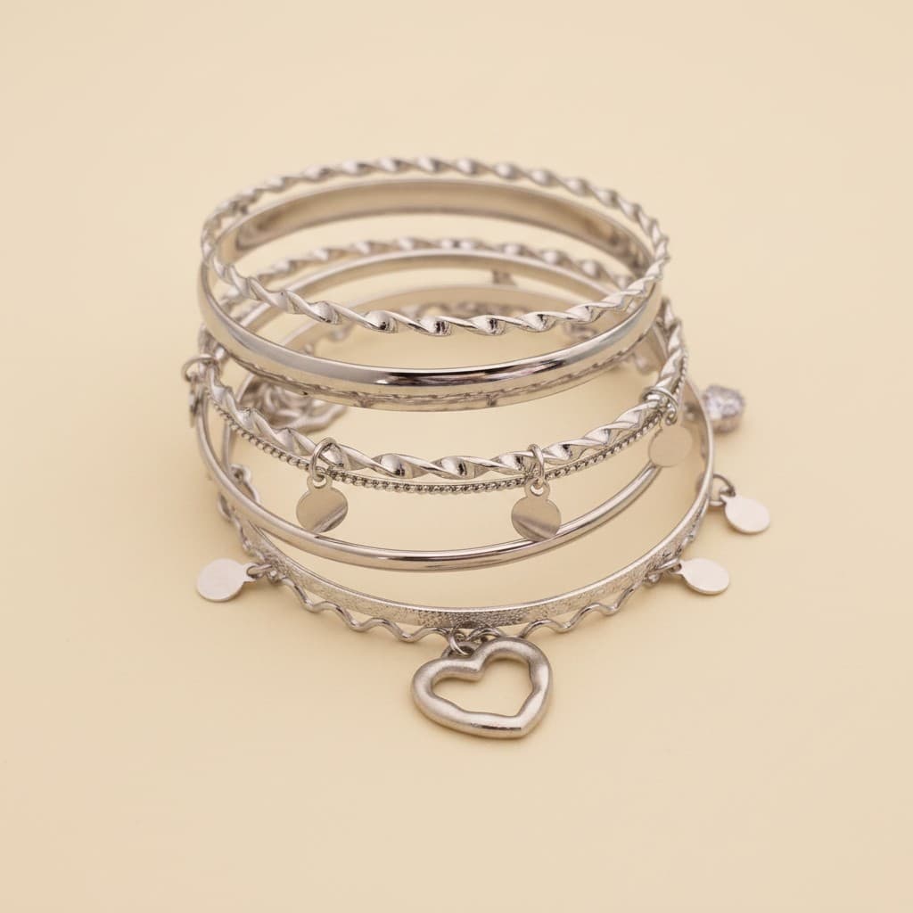 Hearts & Whirls Charm Bangle Set