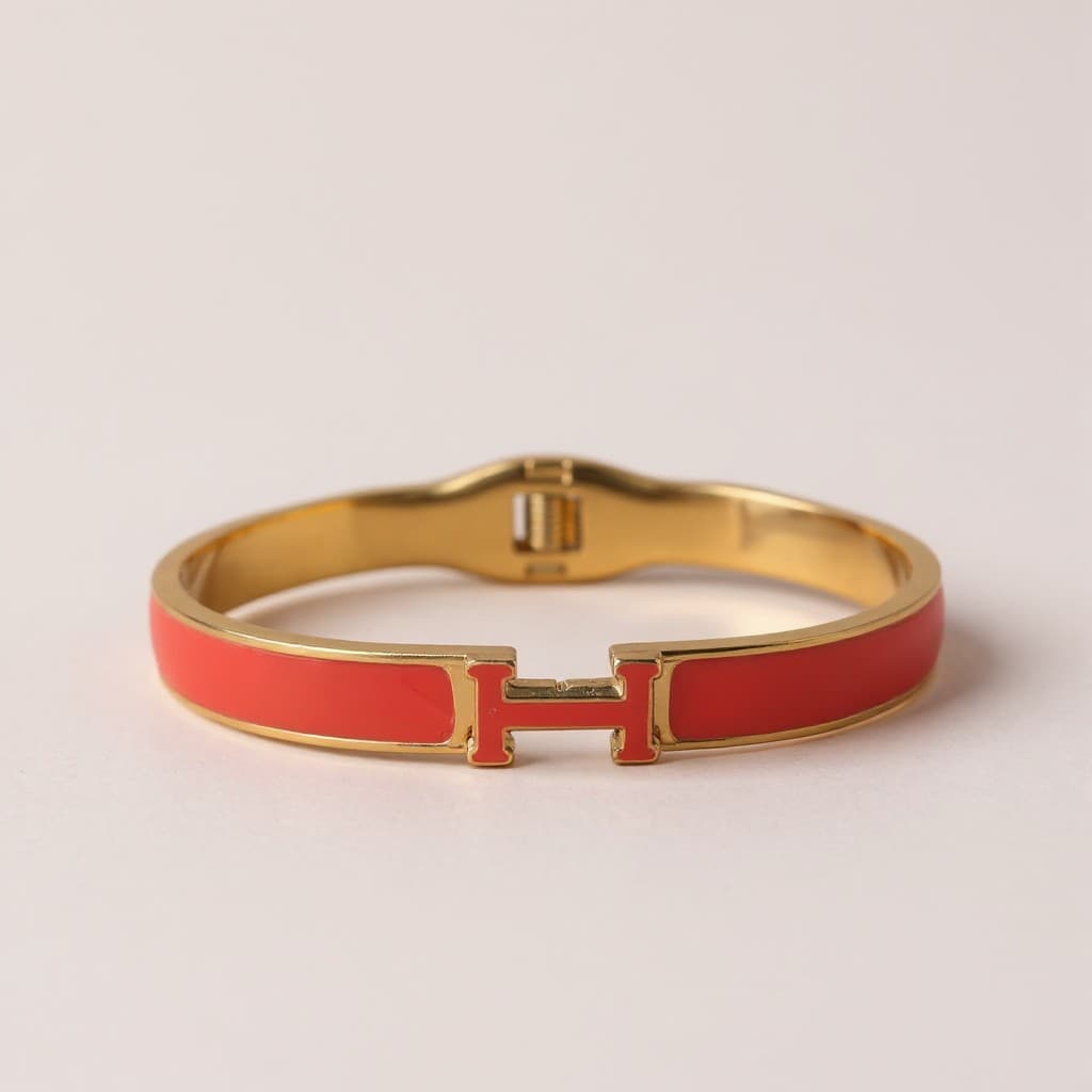 Bold Coral Enamel Bracelet