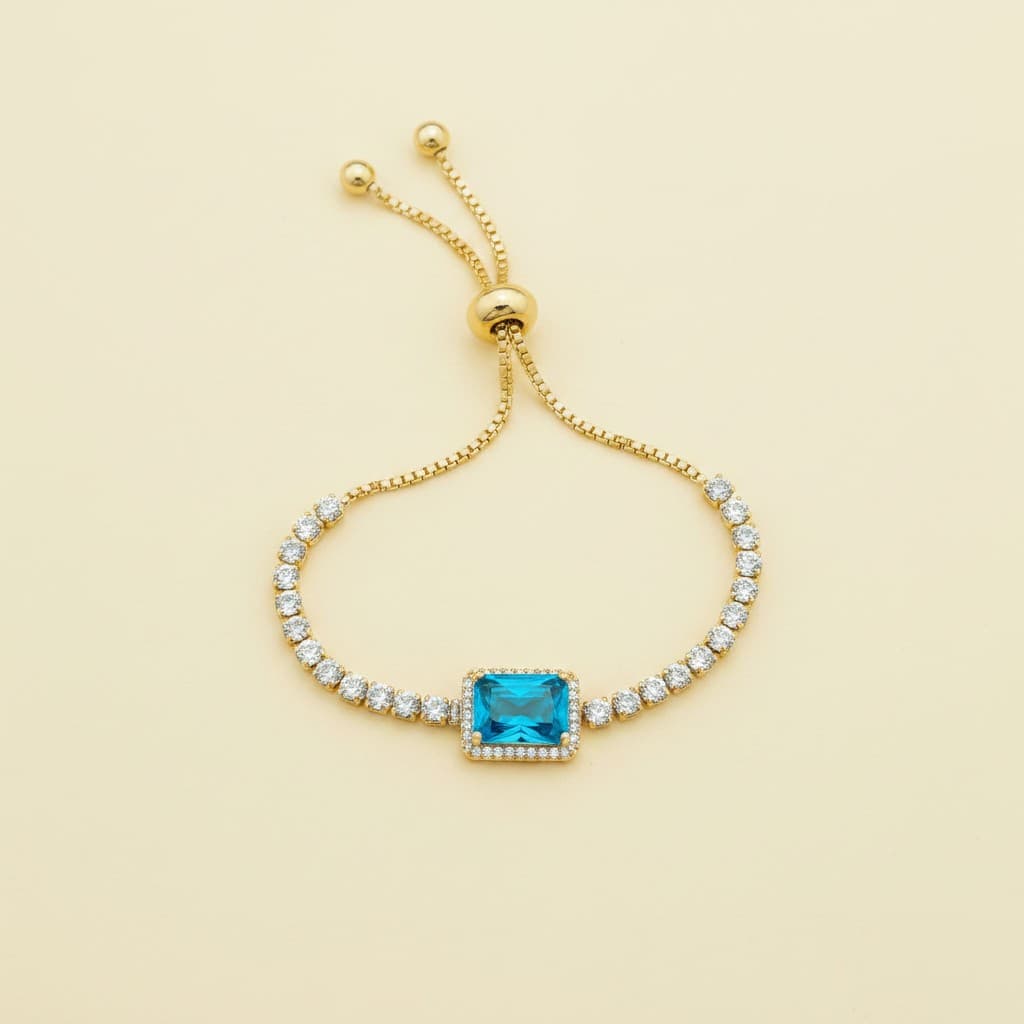Azure Glint Adjustable Charm Bracelet