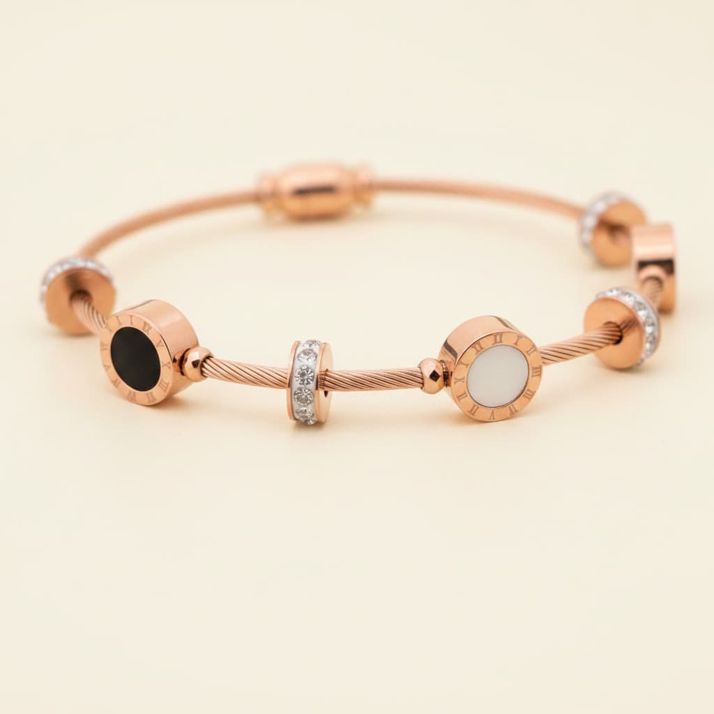 Roman Accent Charm Bangle