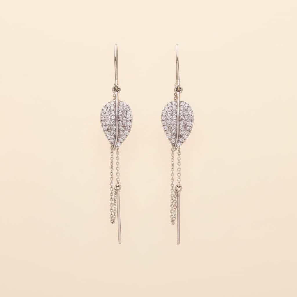 Enchanted Leaf Pave Drop Earrings