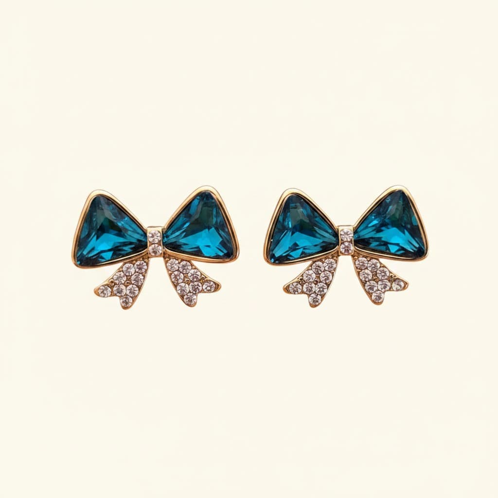 Celestial Teal Bow Earrings