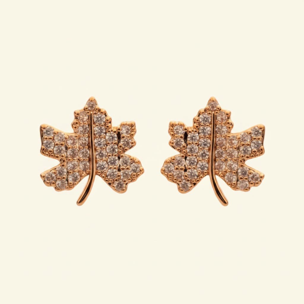 Maple Sparkle Leaf Stud Earrings