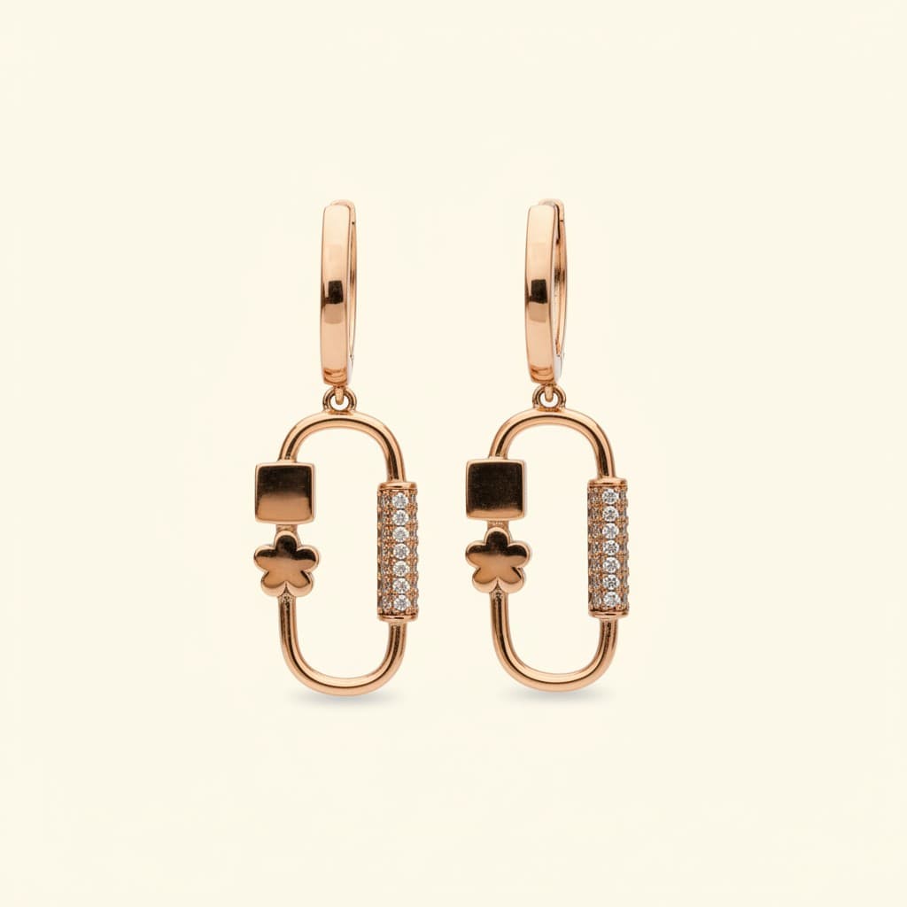 Clover Link Charm Drop Earrings