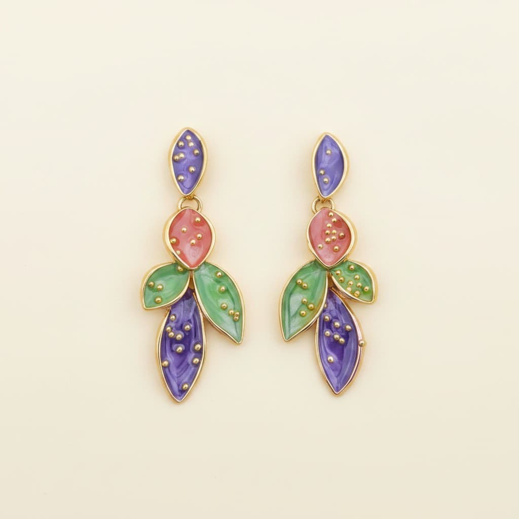 Painted Leaf Cascade Earrings