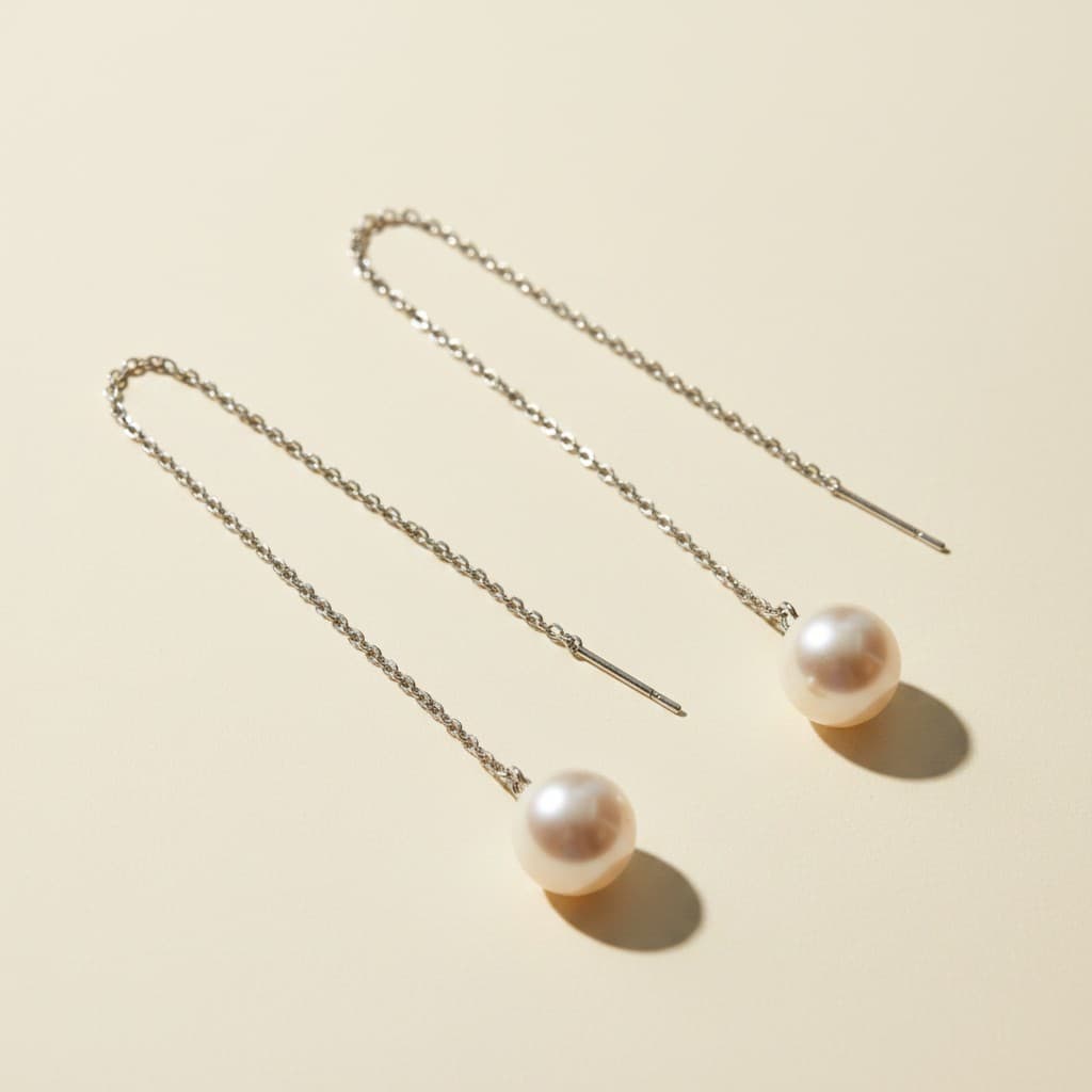 Luminous Pearl Threader Earrings