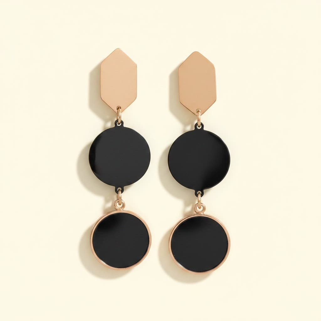 Midnight Ebony Geometric Drop Earrings
