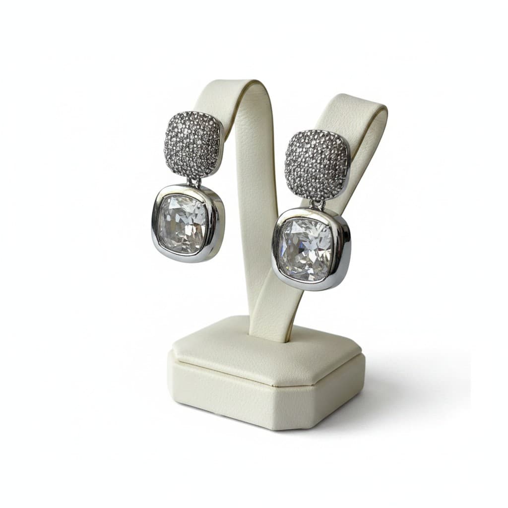 Radiant Pave Cushion Drop Earrings
