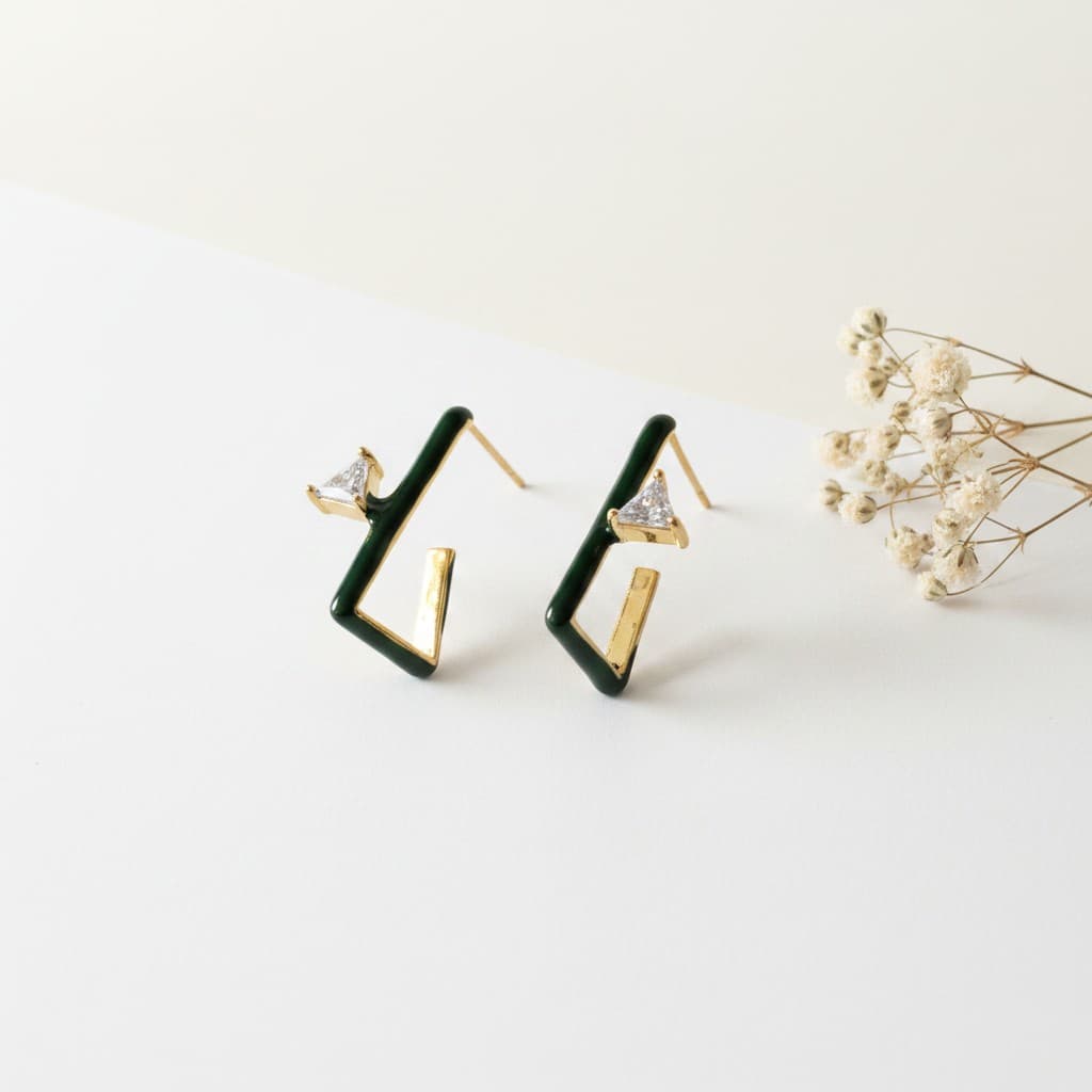 Vibrant Green Tri Hoop Earrings