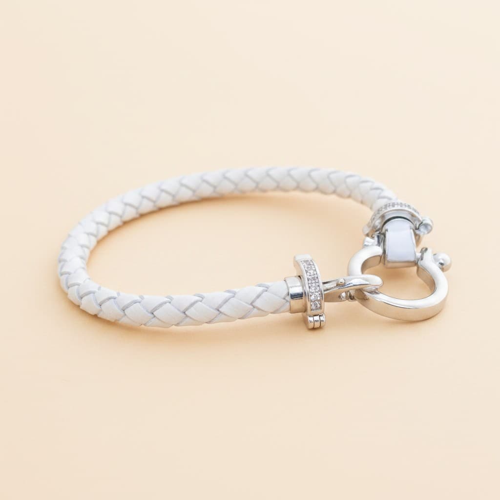 Timeless Elegance Woven Bracelet – Luxe Edition White
