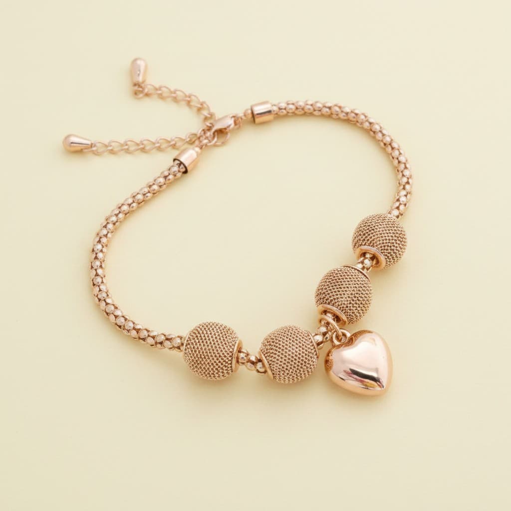 Mesh Luxe Heart Charm Bracelet