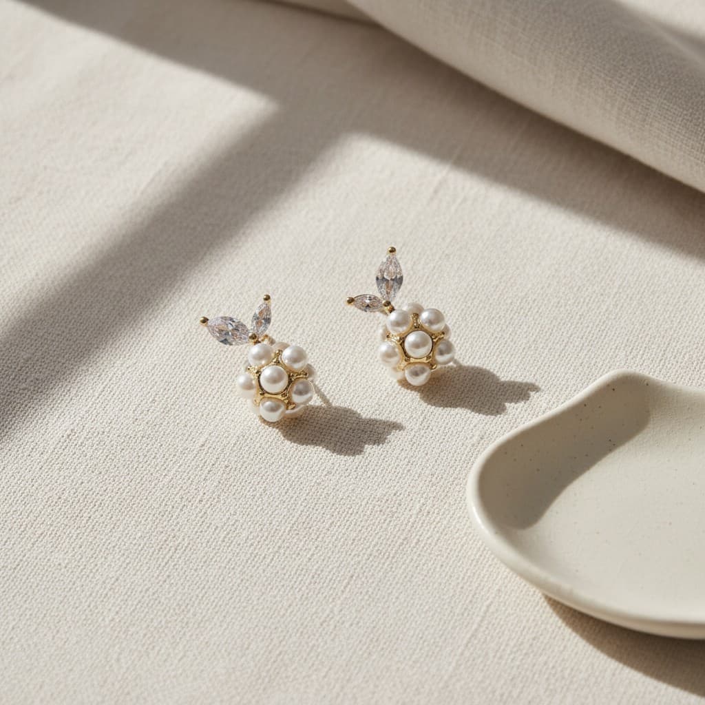 Pearl Blossom Stud Earrings
