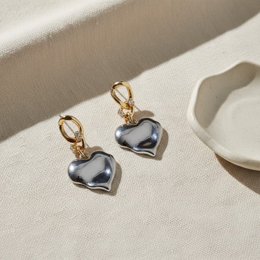 Melted Heart Link Earrings