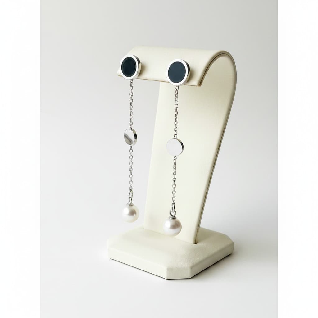 Midnight & Moon Pearl Drop Earrings